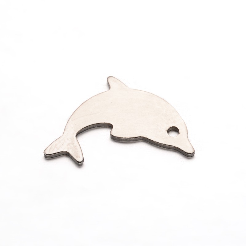 PandaHall Dolphin 304 Stainless Steel Pendants, Stainless Steel Color, 17.5x11.5x0.8mm, Hole: 1mm Stainless Steel Dolphin