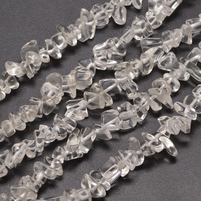 PandaHall Glass Chip Bead Strands, Clear, 5~8x5~8mm, Hole: 1mm; about 31.5" Glass Chip Clear