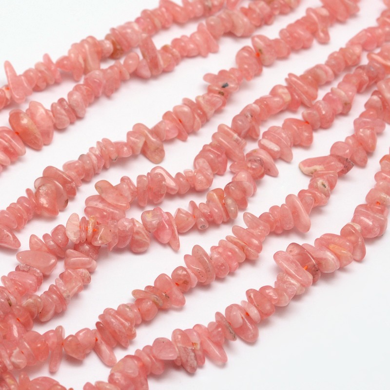 PandaHall Chips Natural Rhodochrosite Beads Strands, 3~8x3~12x3~5mm, Hole: 1mm; about 16" Rhodochrosite Chip