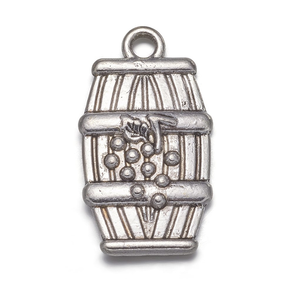 PandaHall Tibetan Style Pendants, Lead Free and Cadmium Free, Drum, Antique Silver Color, Size: about 26mm long, 15mm wide, 4mm thick, hole...