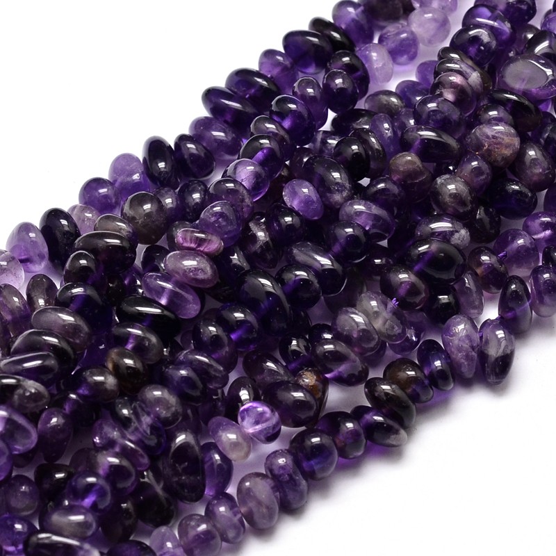 PandaHall Natural Amethyst Chip Beads Strands, 4~14x4~12mm, Hole: 1mm; about 15.3"~16.1" Amethyst Chip