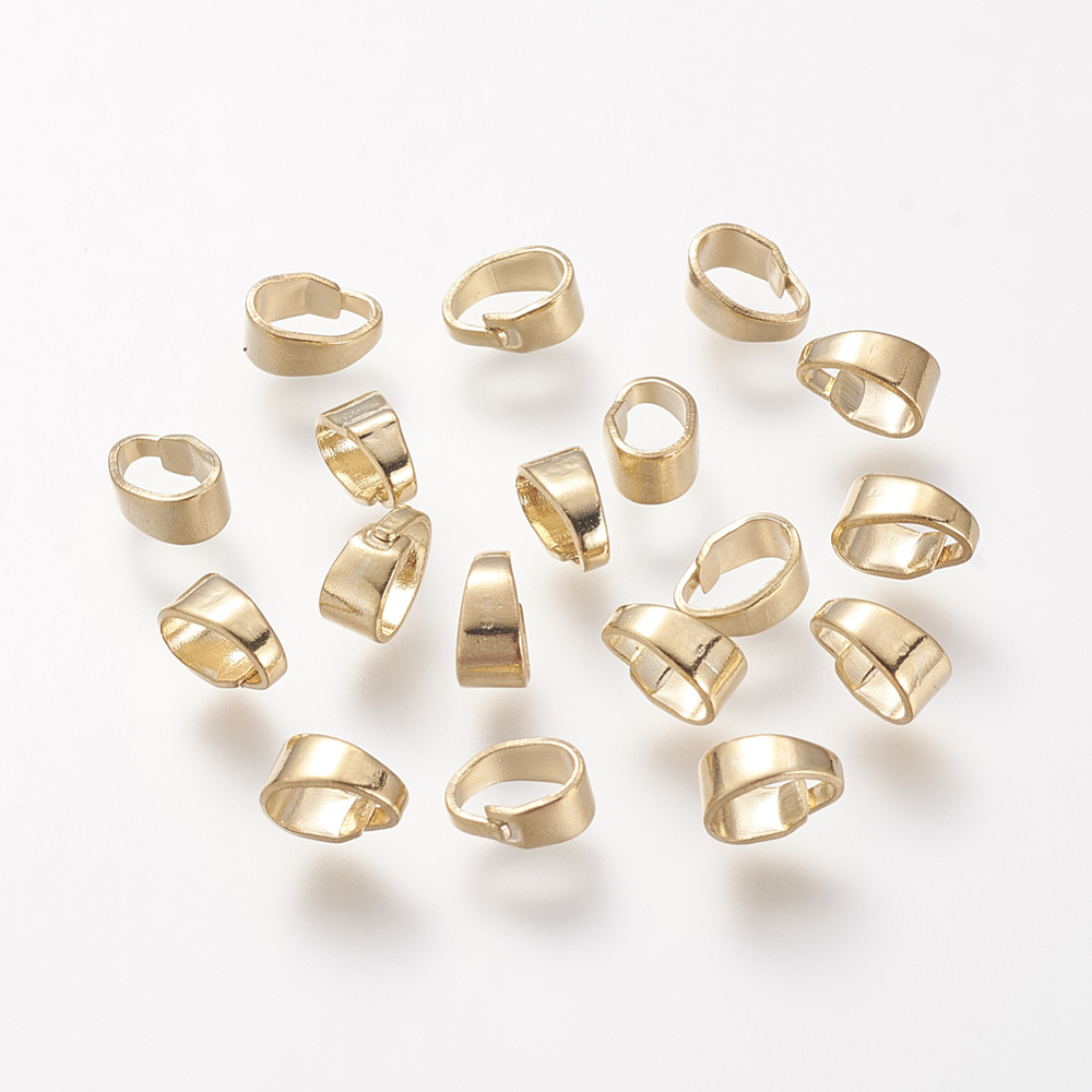 PandaHall Brass Snap on Bails, Real Gold Plated, 7x3x5mm Brass