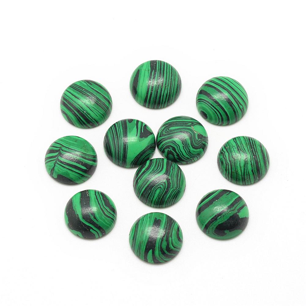 PandaHall Synthetic Malachite Cabochons, Dyed, Half Round/Dome, 12x5mm Malachite Half Round
