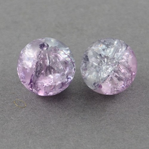 PandaHall Plum & Clear Crackle Glass Round Beads Strands, 4mm; Hole: 1.1~1.3mm, 31.4" Round Purple