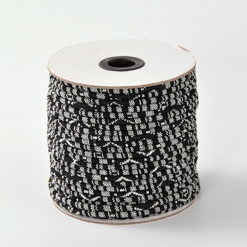 PandaHall Rope Cloth Ethnic Cords, Black, 6mm; about 50yards/roll Cloth Black