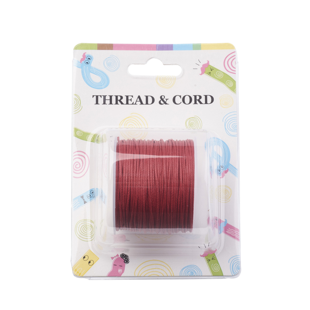 PandaHall Red Korean Cotton Waxed Cord String Cord, 1mm; about 25m/roll Waxed Cotton Cord Red