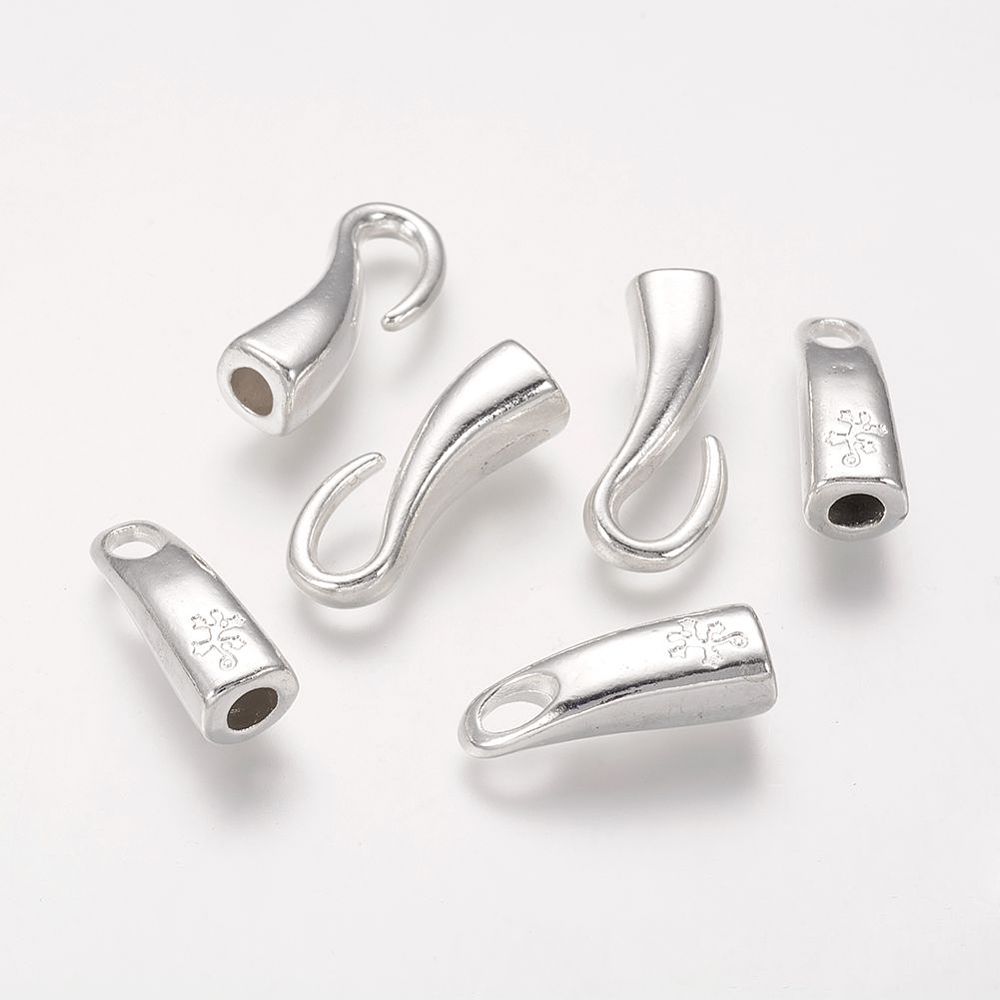 PandaHall Alloy Hook and Eye Clasps, Silver, 46x8x8mm, Hole: 4mm Alloy