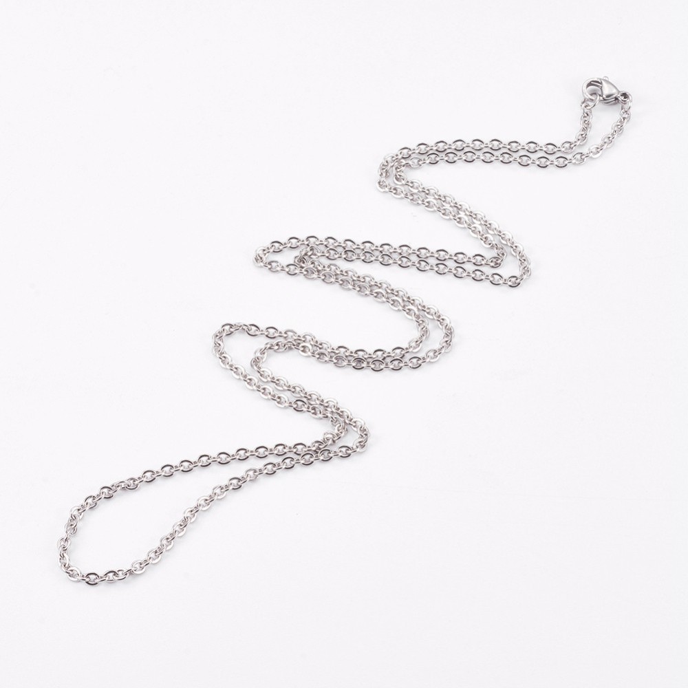 PandaHall 316 Stainless Steel Cable Chain Necklaces, with Lobster Clasps, Stainless Steel Color, 24.2"(61.5cm) Stainless Steel