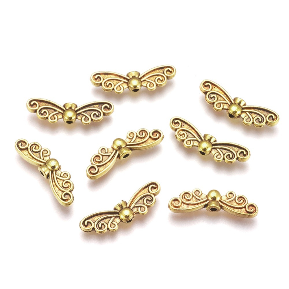 PandaHall Alloy Beads, Butterfly, Cadmium Free & Nickel Free & Lead Free, Antique Golden, 22x6x4mm Lead Free And Nickel Free Alloy Butterfly