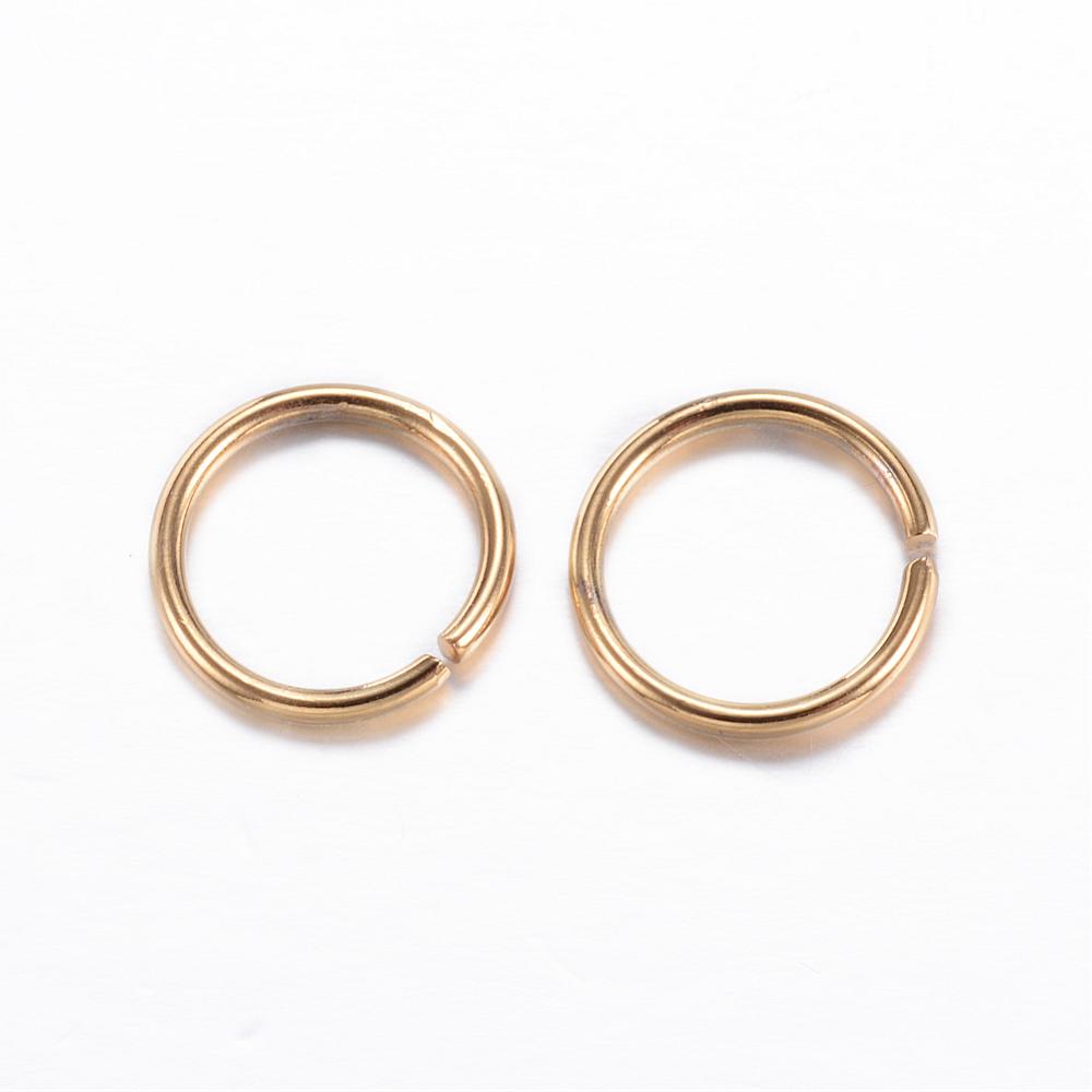 PandaHall 304 Stainless Steel Jump Rings, Closed But not Soldered, Golden, 13x1.5mm; about 10mm inner diameter Stainless Steel Ring