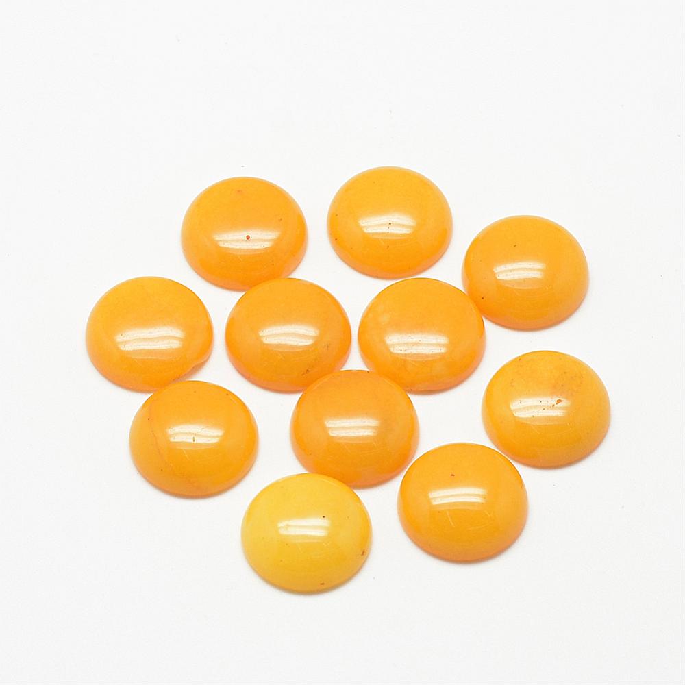 PandaHall Natural White Jade Cabochons, Dyed, Half Round/Dome, Gold, 10x4~5mm White Jade Half Round Gold