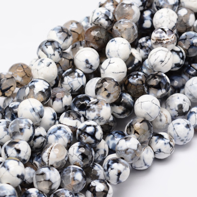 PandaHall Dyed Natural Agate Faceted Round Beads Strands, DarkGray, 8mm, Hole: 1mm; about 48pcs/strand, 15.3" Natural Agate Round Gray