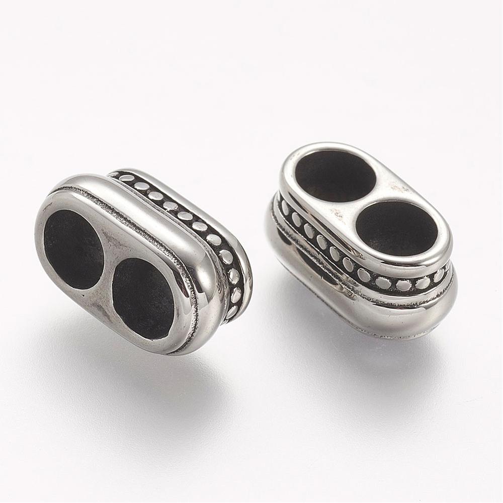 PandaHall 304 Stainless Steel Multi-strand Links, For Leather Cord Bracelets Making, Antique Silver, 7x15x8.5mm, Hole: 5mm Stainless Steel...