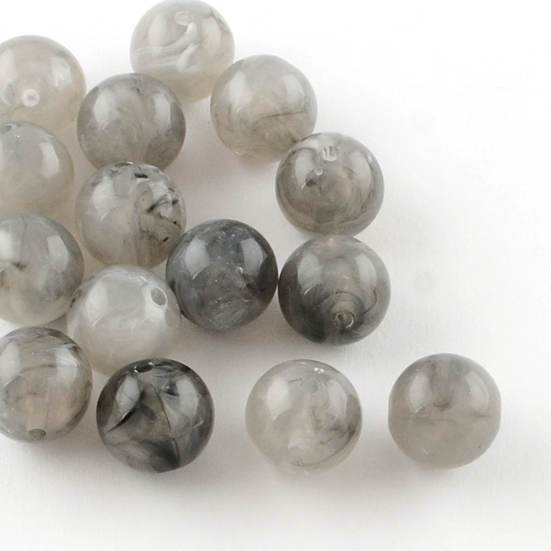 PandaHall Round Imitation Gemstone Acrylic Beads, Gray, 8mm, Hole: 2mm Acrylic Round Gray