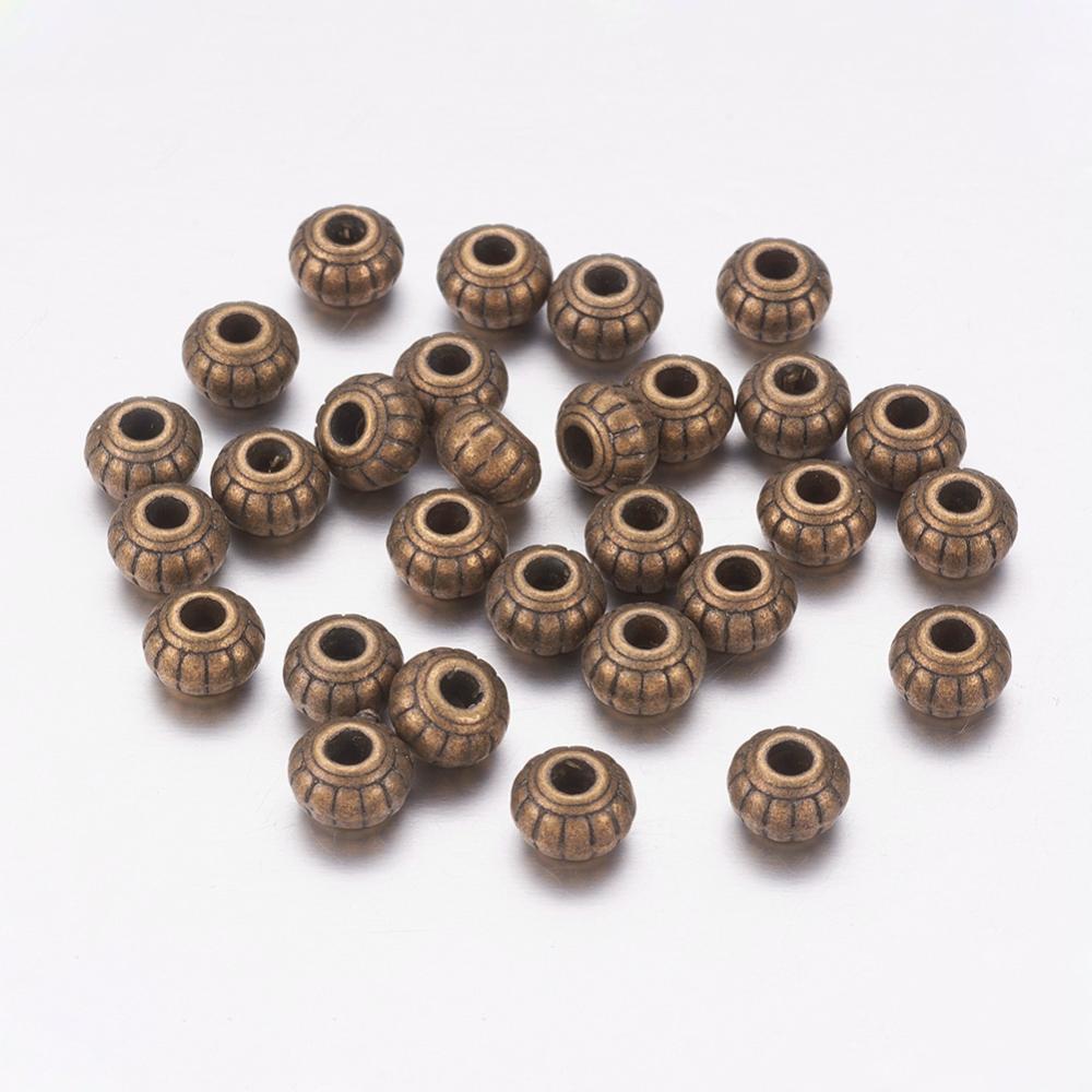 PandaHall Tibetan Silver Beads, Lead Free, Cadmium Free and Nickel Free, Barrel, Antique Bronze Color, about 6mm long, 6mm wide, 4.5mm thick...