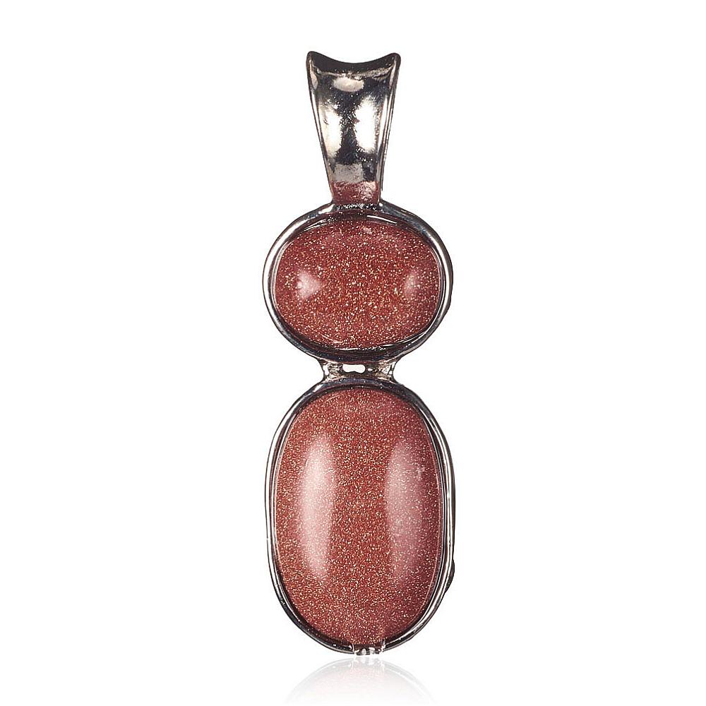 PandaHall Synthetic Goldstone Pendants, with Brass Findings, Oval, Platinum, 45x15x6mm, Hole: 6x8mm Goldstone Oval