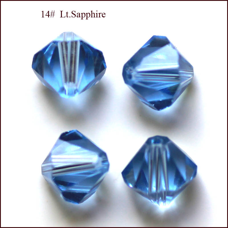 PandaHall Imitation Austrian Crystal Beads, Grade AAA, Faceted, Bicone, CornflowerBlue, 4x4mm, Hole: 1mm Glass Bicone Blue
