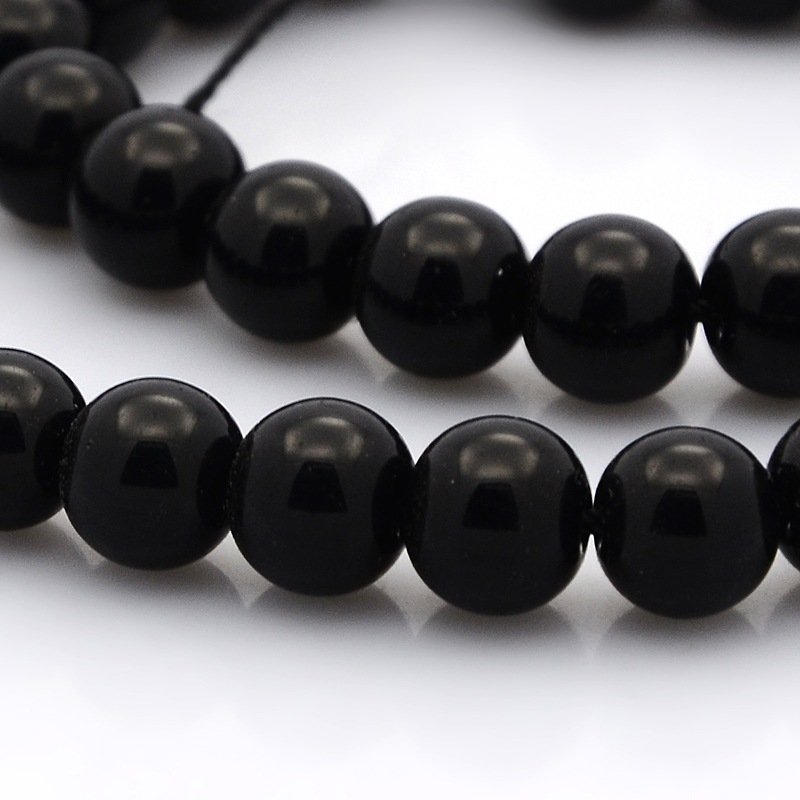 PandaHall Round Glass Beads Strands, Black, 8mm, Hole: 0.8mm; about 54pcs/strand, 15.7" Glass Round Black