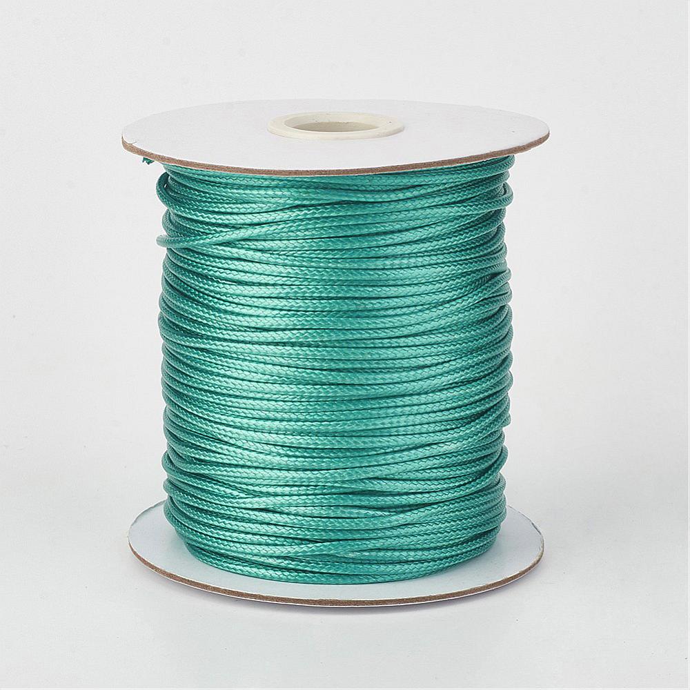 PandaHall Environmental Korean Waxed Polyester Cord, LightSeaGreen, 1mm; about 200yards/roll(182.88m/roll) Waxed Polyester Cord Green