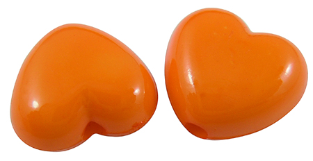 PandaHall Colorful Acrylic Beads, Opaque, Heart, DarkOrange, Size: about 10mm long, 11mm wide, 6mm thick, hole: 2mm Acrylic Heart Orange
