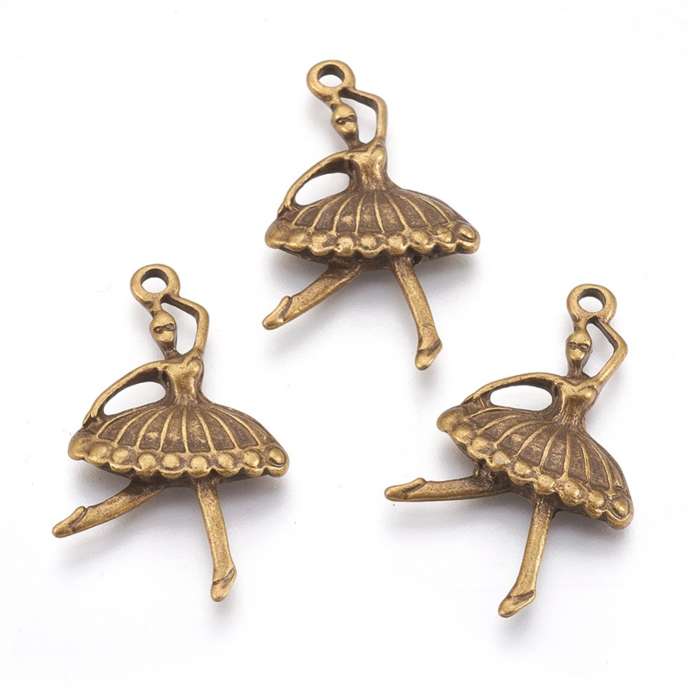 PandaHall Alloy Dancer Charm Pendant, Ballerina Dancer, Lead Free and Cadmium Free, Antique Bronze, about 37mm long, 23mm wide, 5mm thick...