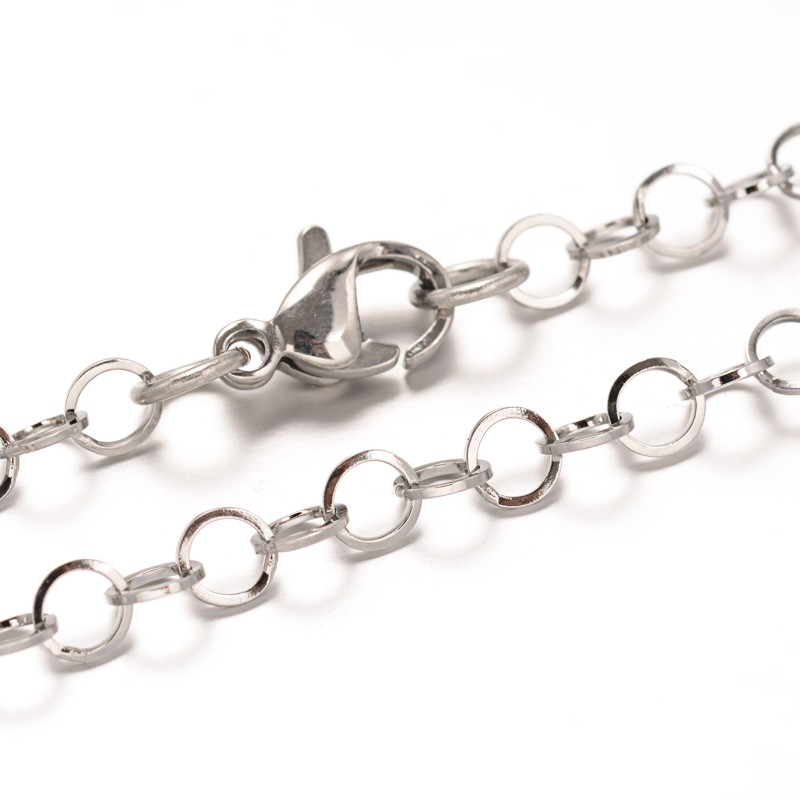 PandaHall 304 Stainless Steel Cable Chain Necklaces, with Lobster Claw Clasps, Stainless Steel Color, 29.1"(73.9cm) Stainless Steel