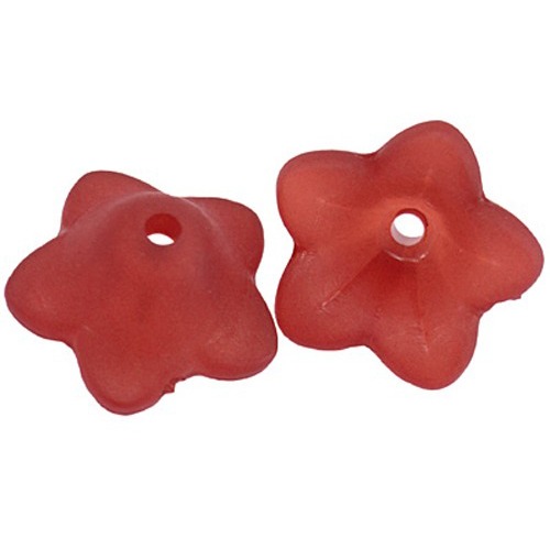 PandaHall Dyed Chunky Red Transparent Frosted Flower Acrylic Beads, about 13mm in diameter, 7mm thick, hole:1mm Acrylic Flower Red