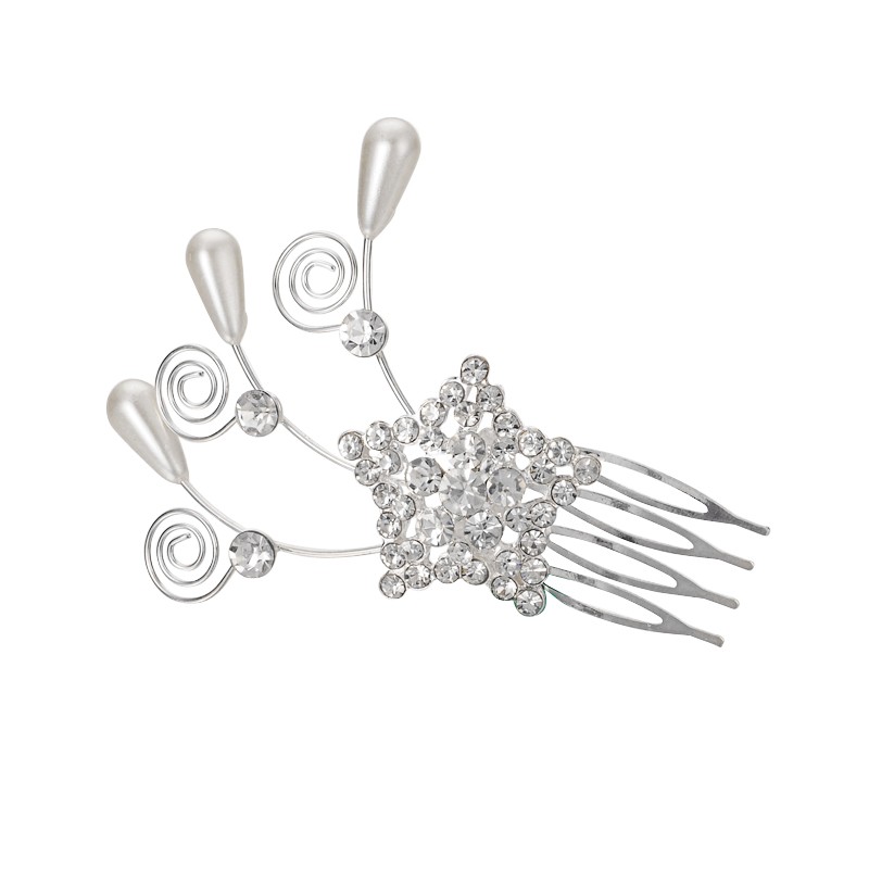 PandaHall Wedding Bridal Decorative Hair Accessories, Star Alloy Rhinestone Hair Combs, with Iron Finddings and ABS Plastic Beads, Crystal...