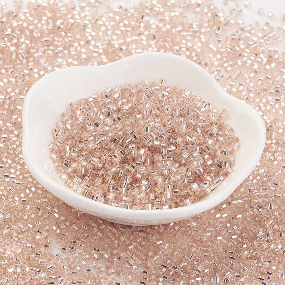 PandaHall TOHO&reg Japan Import Seed Beads, Glass Bugle Beads, 11/0, Hexagon 2-cut, Silver Lined Rosaline, 2x2mm, Hole: 0.6mm; about...