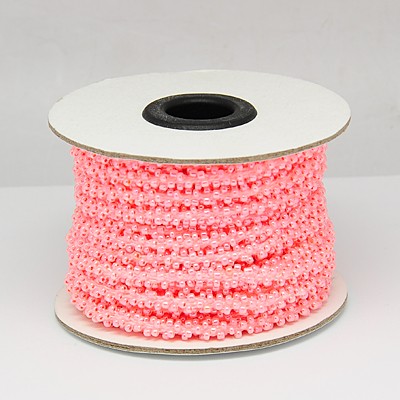 PandaHall Seed Beads Cord, Glass, Pink, 6mm, 10m/roll Seed Beads Pink