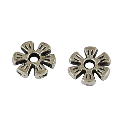 PandaHall Alloy Bead Spacers, Flower, Cadmium Free & Lead Free, Antique Silver, 8x8x2mm Alloy Flower