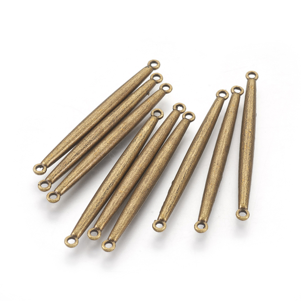PandaHall Tibetan Style Links, Lead Free & Nickel Free, Bar, Antique Bronze, 3x40x3mm, Hole: 1mm Alloy Others
