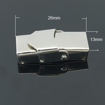 PandaHall 304 Stainless Steel Watch Band Clasps, Rectangle, Stainless Steel Color, 26x13mm, Hole: 10x2mm Stainless Steel