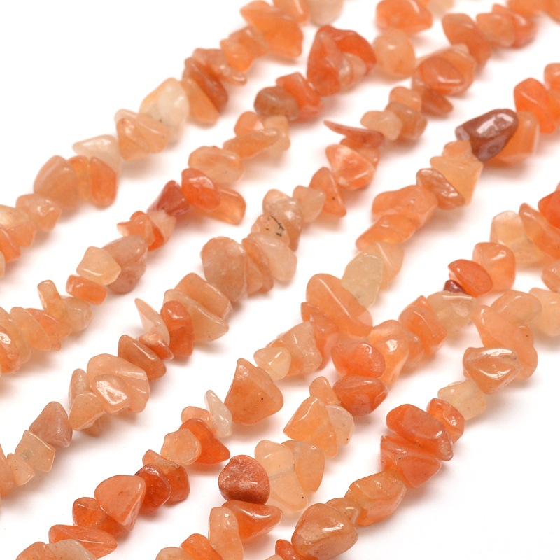 PandaHall Natural Red Aventurine Chip Bead Strands, 5~8x5~8mm, Hole: 1mm; about 31.5" Red Aventurine Chip