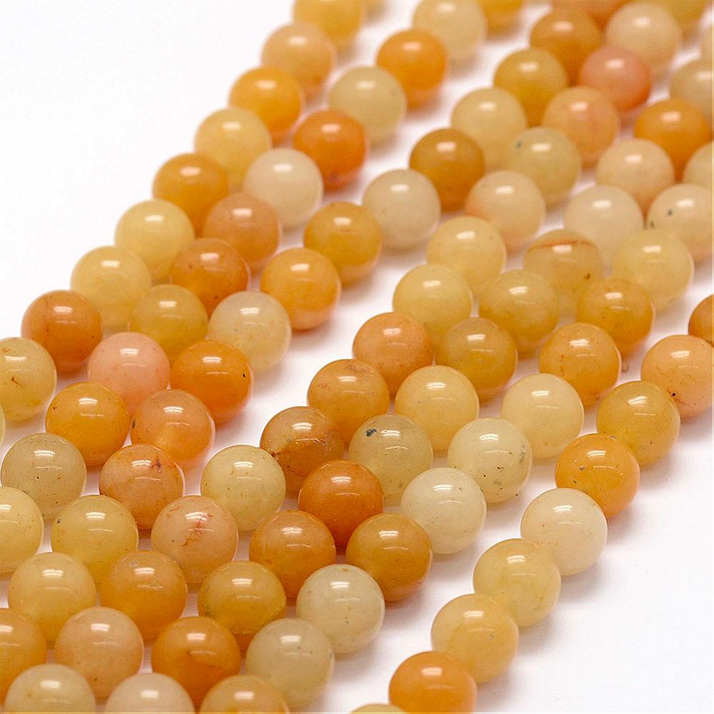 PandaHall Natural Old Topaz Jade Beads Strands, Round, 8.5mm, Hole: 1mm; about 45pcs/strand, 14.6" Topaz Jade Round Yellow