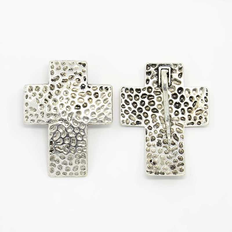 PandaHall Antique Silver Plated Alloy Cross Pendants, 43x33x4mm, Hole: 7x13mm Alloy Cross