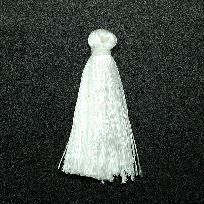 PandaHall Polyester Tassel Pendant Decorations, White, 37~43x5mm; about 200pcs/bag Polyester White