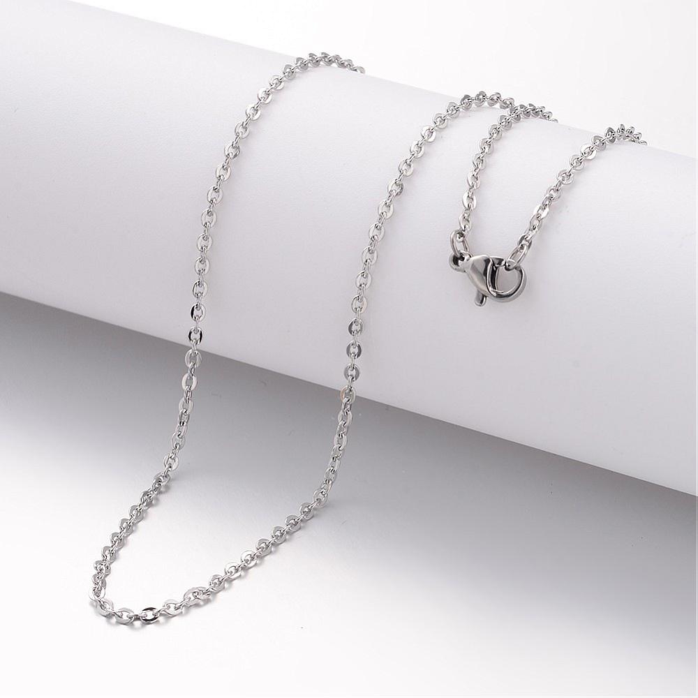 PandaHall 304 Stainless Steel Necklace Making, Cable Chains, with Lobster Clasps, Stainless Steel Color, 15.75"(400mm); 2mm Stainless Steel
