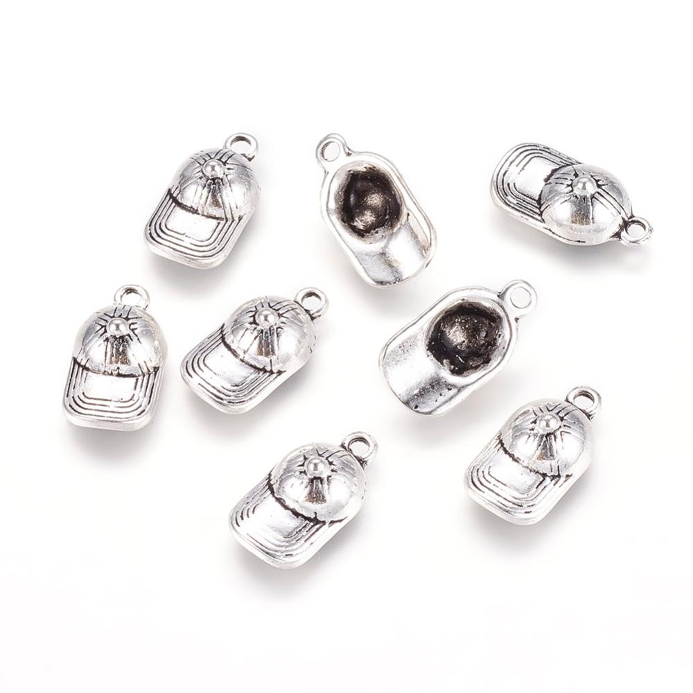 PandaHall Tibetan Style Cap Pendant, Lead Free and Cadmium Free, Antique Silver, 10.5mm wide, 19.5mm long, hole: 1.5mm Alloy Hat