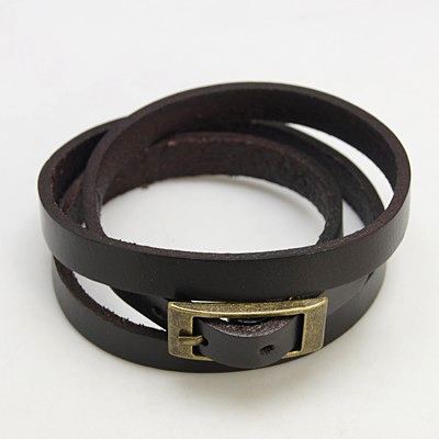 PandaHall Leather Triple Wrap Bracelets, with Iron Clasps, Black, 23-5/8"~24-1/2"x3/8"(600~620x8.5mm) Leather Black