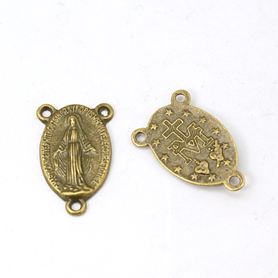 PandaHall Tibetan Style Oval with Virgin Holy Rosary Center Pieces Chandelier Links, Antique Bronze, Lead Free & Cadmium Free & Nickel Free;...