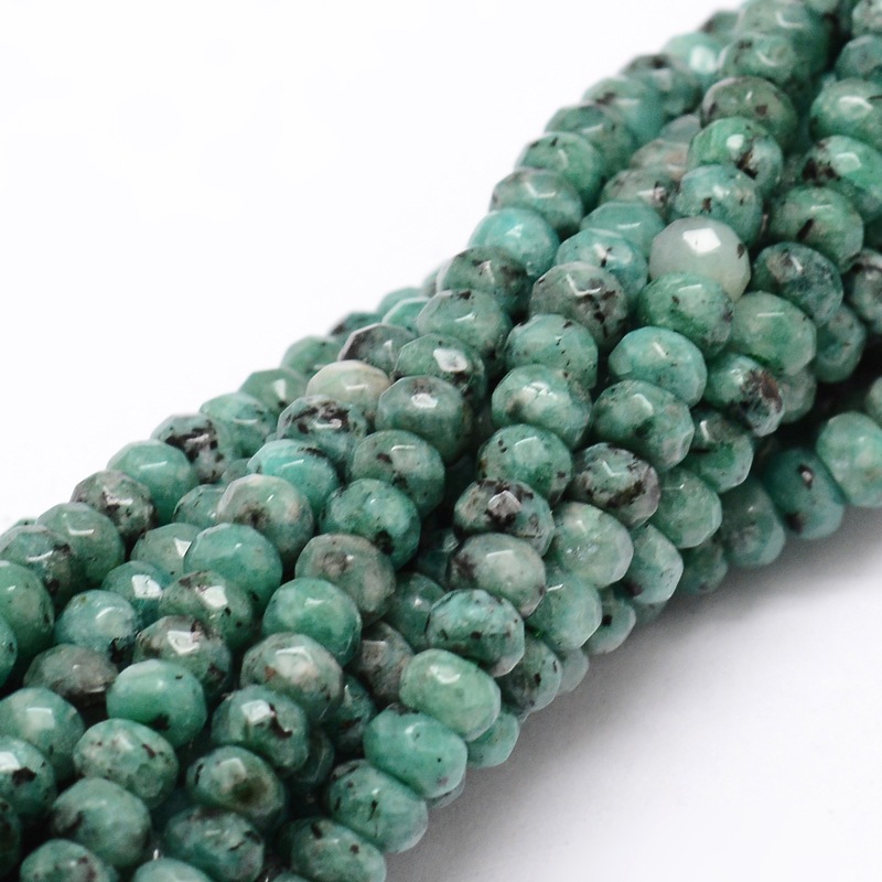 PandaHall Dyed Natural Malaysia Jade Rondelle Beads Strands, Faceted, CadetBlue, 4x2mm, Hole: 1mm; about 137pcs/strand, 14.5" Malaysia Jade...