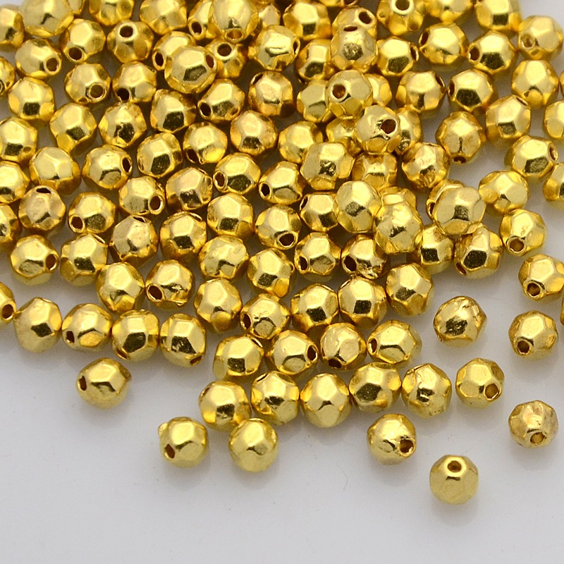 PandaHall Tibetan Style Alloy Bead Spacers, Oval, Faceted, Lead Free & Cadmium Free & Nickel Free, Golden, about 3.5mm long, 3.5mm thick...