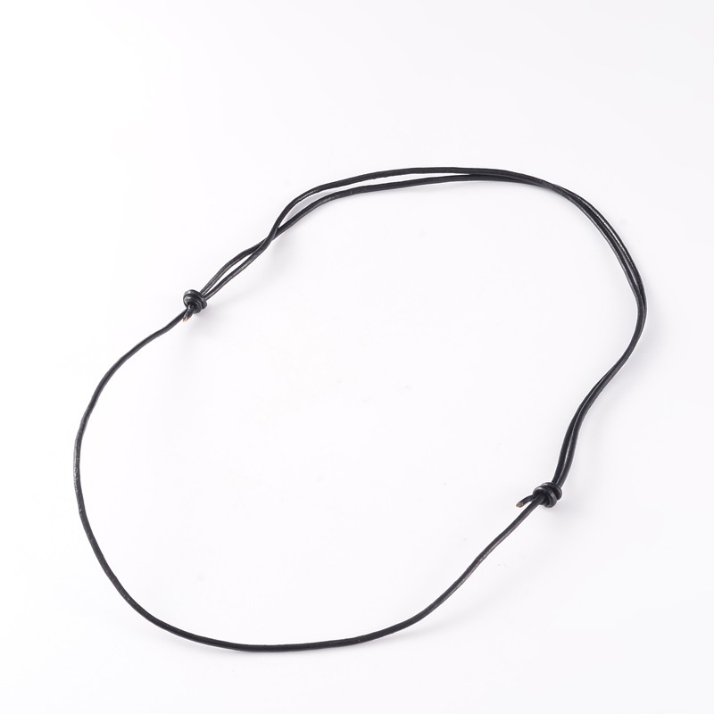 PandaHall Adjustable Cowhide Leather Cord Necklace Makings, Black, 18.5"; 1.7mm Leather Black