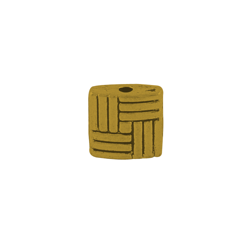 PandaHall Tibetan Style Alloy Square Carved Stripes Beads, Lead Free, Antique Golden, 8x8x3mm, Hole: 1mm; about 1170pcs/1000g Alloy Square