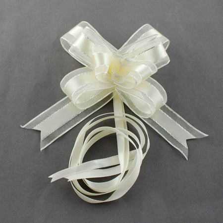 PandaHall Ribbon Bow, Organza Ribbon and Satin Ribbon, for Gift Decoration, Ivory, 95x22x1mm Ribbon Bow Ivory