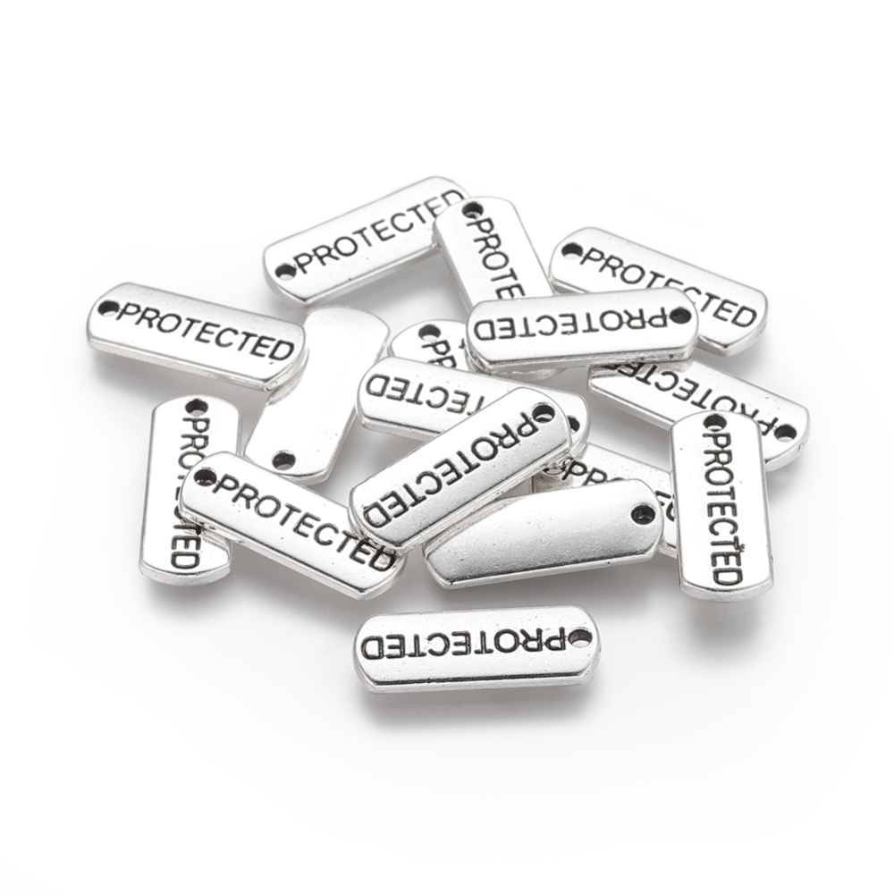 PandaHall Tibetan Style Alloy Rectangle with Word Protected Pendants, Cadmium Free & Lead Free, Antique Silver, 8x21x2mm, Hole: 2mm Alloy...