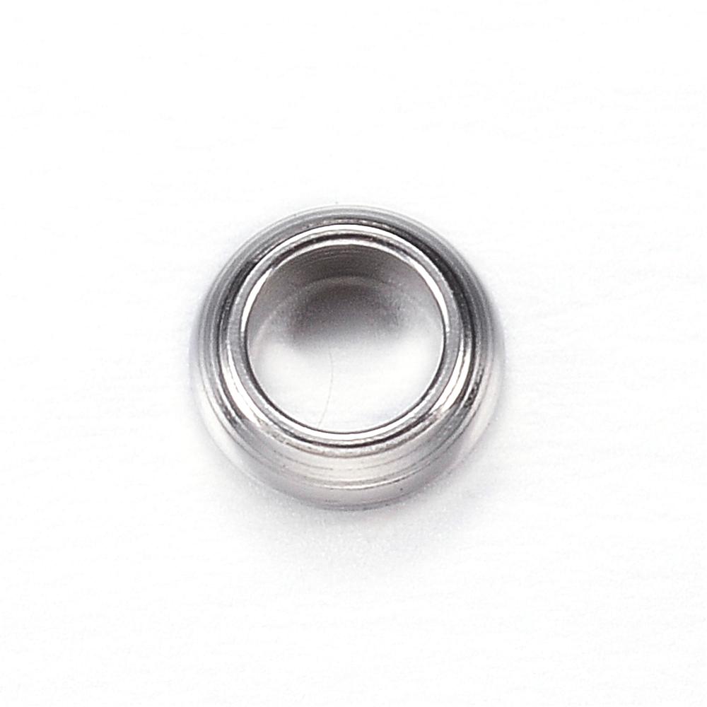 PandaHall 304 Stainless Steel Beads, Ring, Stainless Steel Color, 5x2mm, Hole: 3mm Stainless Steel Ring