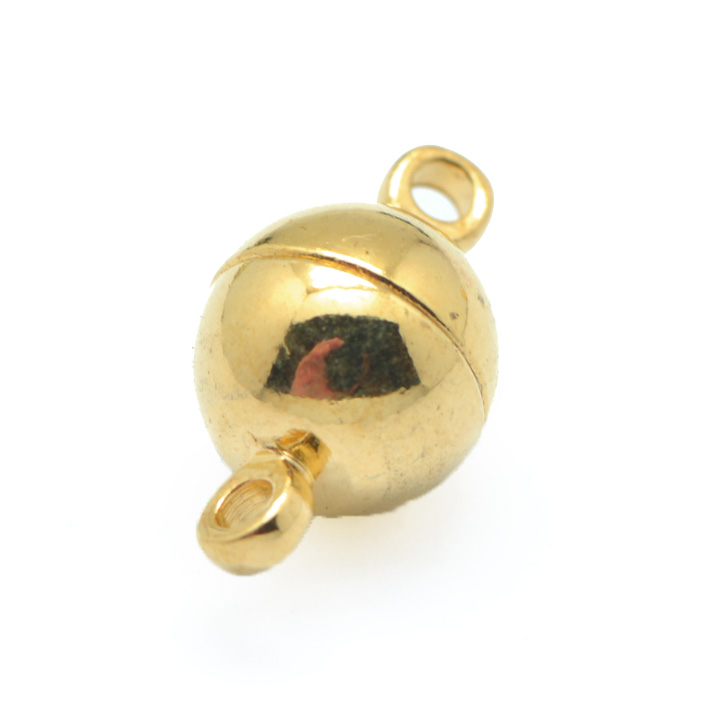 PandaHall Brass Magnetic Clasps, Round, Golden, 14x8mm, Hole: 1.5mm Brass Round