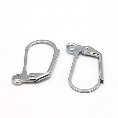 PandaHall 304 Stainless Steel Leverback Earring Findings, 17x10.5mm, Pin: 0.7mm, Hole: 2mm Stainless Steel